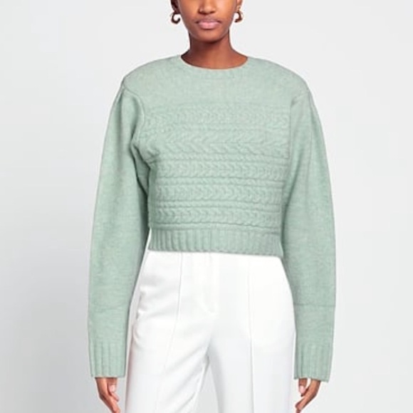 FOR LOVE & LEMONS Green Dominique Shoulder Pad Sweater size Small - Picture 6 of 15